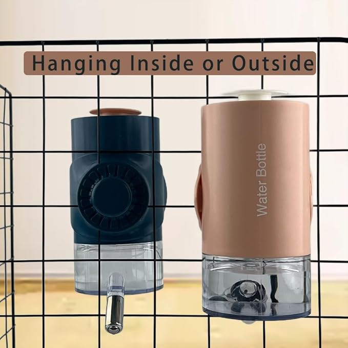 No Drip Top Fill 17oz/ 500ml Water Bottle Hanging Cage Leakproof Water Dispenser, Crate Auto Water Feeder Feeding for Cats, Dogs, Bunnies, Chinchilla Small Animals (Pink)