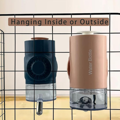 No Drip Top Fill 17oz/ 500ml Water Bottle Hanging Cage Leakproof Water Dispenser, Crate Auto Water Feeder Feeding for Cats, Dogs, Bunnies, Chinchilla Small Animals (Pink)