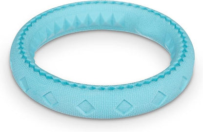 Messy Mutts Totally Pooched Chew n' Tug Ring | TPR Dog Toy | Made for Tough Chewers | Tough Fetch Ring for Dogs | 6.5” | Teal