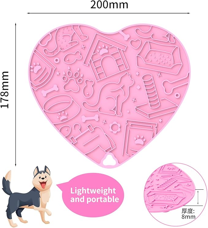 Silicone Slow Feeder Dog & Cat Bowl – Heart Shape Anti-Slip Puzzle Feeding Bowl for Slow Eating, Bloat & Digestion Control – Interactive Pet Enrichment Bowl (Cherry Blossom Pink)
