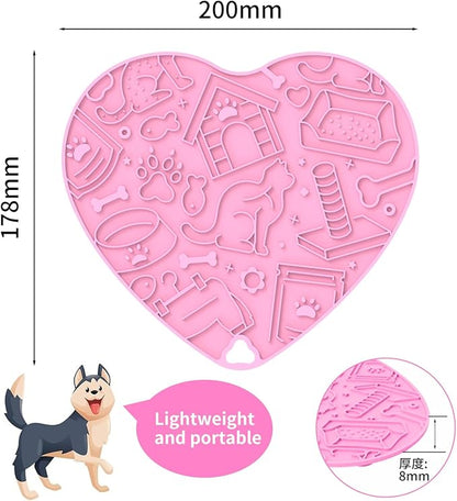 Silicone Slow Feeder Dog & Cat Bowl – Heart Shape Anti-Slip Puzzle Feeding Bowl for Slow Eating, Bloat & Digestion Control – Interactive Pet Enrichment Bowl (Cherry Blossom Pink)
