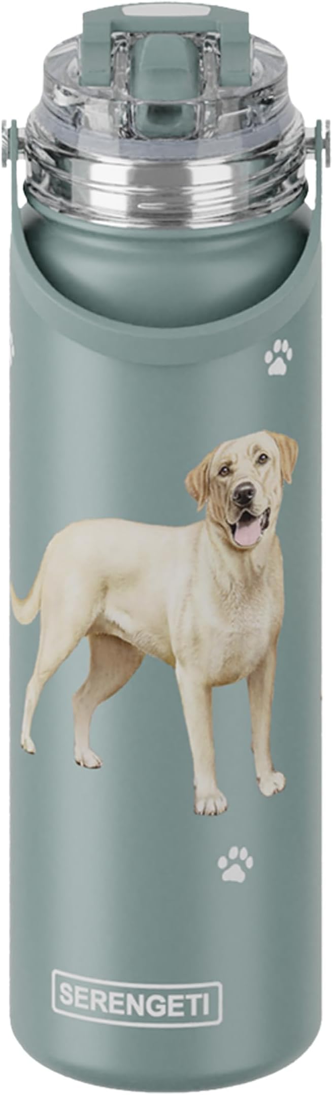 E&S Pets SERENGETI 24 Oz Water Bottle Stainless Steel with Spill Proof Lid - Double walled Vacuum Insulated water flask - Realistic 3D Print of your favorite dog (Labrador Yellow)