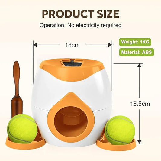 Dog Tennis Ball Food Reward Machine, Interactive Puzzle Toy with Slow Food Dispenser, Outdoor Training Toys Ball Launcher for Medium/Large Dogs, Exercise Mental Stimulation (Orange)