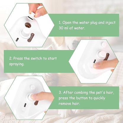 ETACCU Cat Steam Brush, 3 in 1 Cat Steam Brush for Shedding & Grooming, Steam Brush for Dogs/Cats, Remove Tangled Loose Hair for Long & Short Haired, Self Cleaning Pet Steam Brush with Release Button