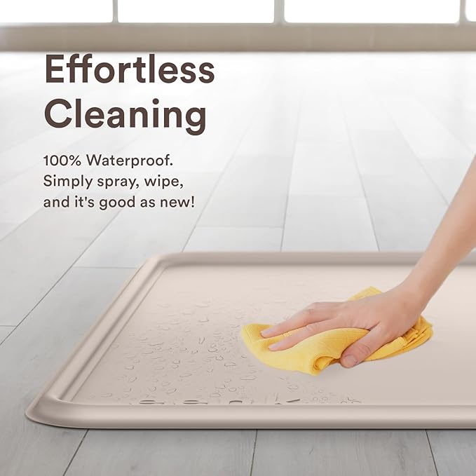 Pee Pad Tray Holder for Dogs - Fits Up to 22 x 22 in. Square Potty Training Pads No Spill Raised Lip High Edge Silicone Mat, Extra Thick and Non-Slip for Indoor Floor Protection (Small, Beige) | eenk