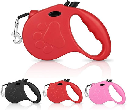 Retractable Dog Leash, 16ft Dog Walking Leash for Small Dogs up to 77lbs, Non-Slip Handle - Red