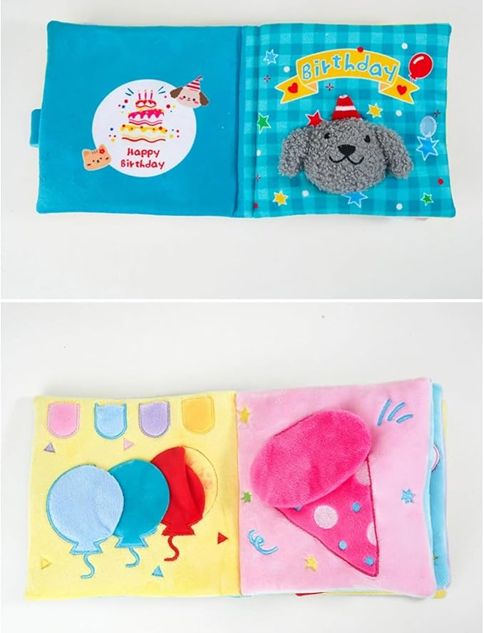 Dog Toy Snuffle Sound Book Series Lunch Space Christmas Goodnight Birthday Scout Themes 3D Puppy Decor Cover Puzzle Toy Dog Accessories for Mental Stimulation & Slow Feeding (Birthday)
