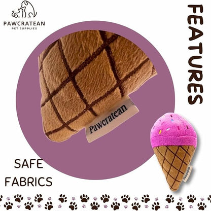 7" Squeaky Plush Toy for Puppies Small Dogs Self Etertainment Washable Soft Made [PET ONLY] (Ice-creeam)