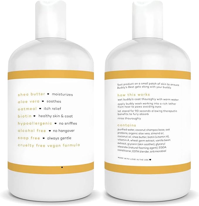 Buddy's Best Dog Shampoo for Smelly Dogs - Dog Shampoo and Conditioner for Dry and Sensitive Skin - Moisturizing Puppy Wash Shampoo, Ripe Melon Scent, 16oz