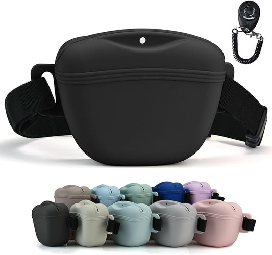 AUDWUD Magnetic Silicone Dog Treat Pouch with Adjustable Waist Belt Dog Training Bag for Small Medium Large Dogs Hands Free, Easy to Clean And Dishwasher Safe