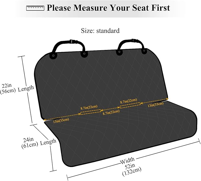 VIVAGLORY Dog Seat Cover Quickcover Seat Protector for Dog, Backseat Cover for Car, Back Rear Backseat Bench Protector, Standard, Black