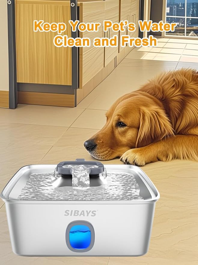 SIBAYS Dog Water Fountain Filter Replacement, 4Gal/15L Pet Fountain Filters, Made of Activated Carbon and PP Cotton, 8 Pet Water Fountain Filters, 8 Pre-Filter Sponge with 8 Pump Sponge(Model: L05)