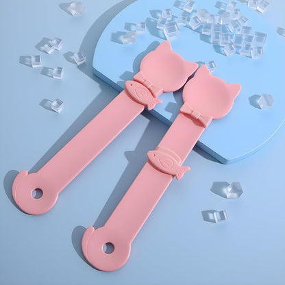 2pack Churu Spoon Dispenser, Cat Treat Feeder Squeeze,Multifunctional Durable Cats Treat Feeder Spoons, Cute & Comfortable Grip for Cat Wet Food, Pink