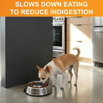 Neater Pet Brands Stainless Steel Slow Feed Bowl - Non-Tip & Non-Skid - Stops Dog Food Gulping, Bloat, Indigestion, and Rapid Eating (.75 Cup)