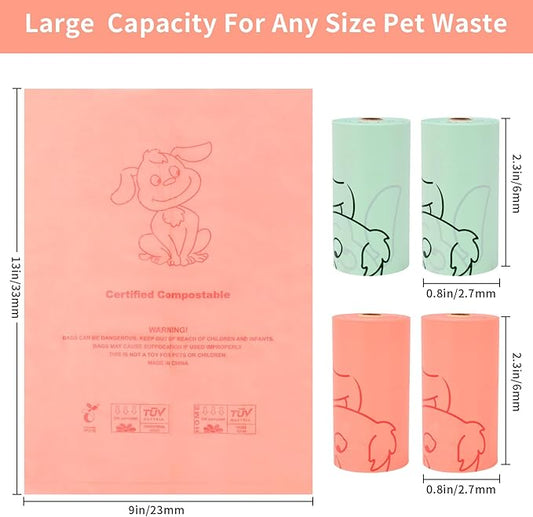 Compostable Dog Poop Bags, 360 Count (24 Rolls) – Leak-Proof, Extra Thick, Unscented Dog Waste Bags, Eco-Friendly, Fits All Dispensers