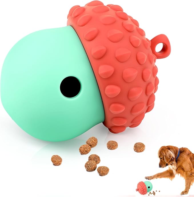 Dog Treat Toys for Puppy, Silicone Dog Toy Treat Dispenser Slow Feeder, Dog Interactive Toys for Boredom, Dog Enrichment Toys to Keep Them Busy, Interactive Dog Toy 1 Pack (Red&Green)