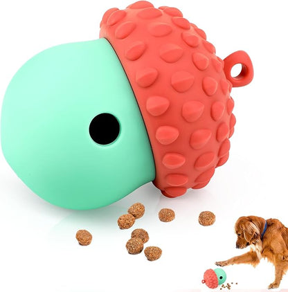Dog Treat Toys for Puppy, Silicone Dog Toy Treat Dispenser Slow Feeder, Dog Interactive Toys for Boredom, Dog Enrichment Toys to Keep Them Busy, Interactive Dog Toy 1 Pack (Red&Green)