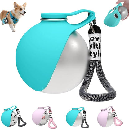 Dog Travel Water Bottle,2-in-1 Portable Dog Water Bottle with Foldable Silicone Bowl,Stainless Steel Bottle & Silicone Bowl,Compact Puppy Drinking Bottle,for Pets Outdoor Walking, Hiking, Travel (A)