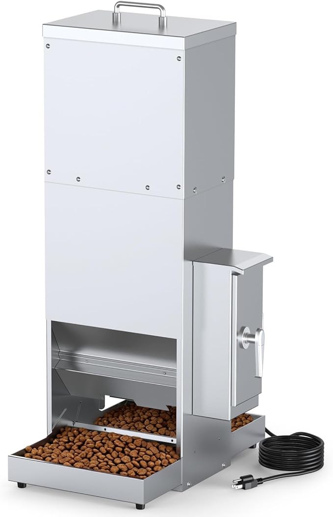 Chipak 35L Automatic Dog Feeder for Two Large Dogs with Timer, Stainless Steel Pet Food Dispenser W/Programmable Feeding Schedule,Dual Tray (35L)
