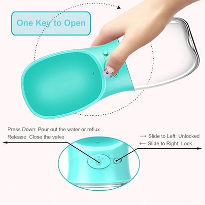 550 ml / 18.6 oz Portable Dog Water Bottle, Water Bottle with Drinking Feeder for Dogs, Water Dispenser for Dogs in Walking, Hiking & Traveling (White)