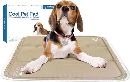 The Green Pet Shop Cool Pet Pad - Small, Latte- Self-Cooling, Pressure Activated Mat for Dogs & Cats from 9-20 lbs - Non-Toxic Gel, No Water Needed