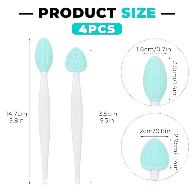 4Pcs Cat Acne Chin Treatment, Black Seed Soft Silicone Grooming Scraper, for Chin Acne & Blackhead Exfoliation, Double-sided Brush
