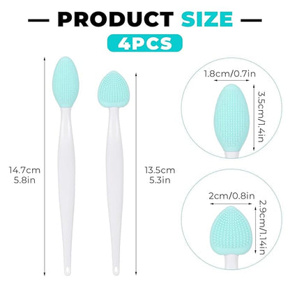 4Pcs Cat Acne Chin Treatment, Black Seed Soft Silicone Grooming Scraper, for Chin Acne & Blackhead Exfoliation, Double-sided Brush