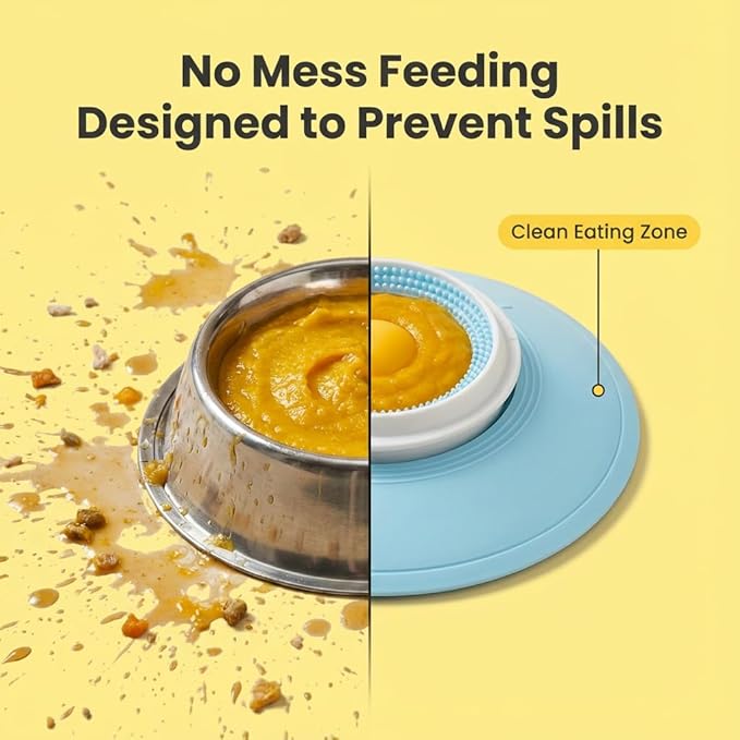 Dog Cat Lick Sphere Slow Feeder for Liquid Food & Peanut Butter,Interactive Licksphere for Dogs Anxiety Relief,Non-Slip Licking Bowl Enrichment Toys to Healthy Diet Food Container for Dog Cats(Yellow)