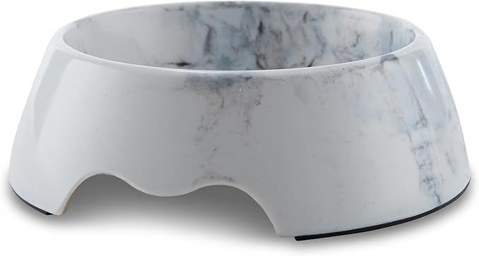 Marble Print Melamine Dog and Cat Food and Water Bowl, Non Skid Base, Anti-Slip Pet Feeder Bowls (5.4 Ounce, 13.5 Ounce,27 Ounce)