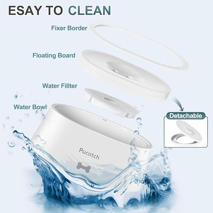 Dog Water Bowl No Spill 2L/70oz Spill Proof Slow Water Feeder for Dogs No Splash Pet Water Bowl Dispenser for Messy Drinkers Vehicle Travel, BPA Free