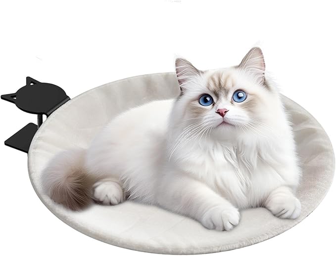 Elevated Hammock Bed, Clip On Cat Desk Cushion, 24x16 Inches Pet Cushion with Removable Cover Feature, Soft Fabric Hanging, Cat Bed with Space Saving Design, Interactive Indoor Rest for Cats