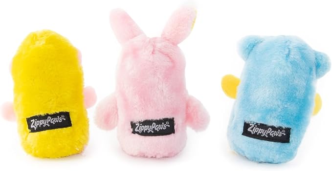 ZippyPaws Squeakie Buddies - No Stuffing Dog Toys to Keep Them Busy, for Small & Medium Dogs, Squeaky Pet Toy for Boredom, Unstuffed Chew Toy, Soft Plush Puppy Products - Pack of 3
