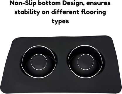 BoldPet® Dog Food and Water Bowl Set - Food Grade,Non-Slip Design Silicone Mat - Includes 2 Removable Stainless Steel Dog Bowls for Small Dogs - Perfect Puppy Bowls Set - Pet Bowls for Dogs and Cats