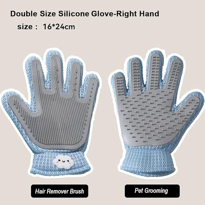 Cool Lemon 2 in 1 Pet Grooming Gloves for Dogs & Cats, Pet Fur Remover Glove, Grooming Brush for Shedding, Massage, Hair Remover Mitt, Fur Cleaner for Couch, Clothes,Carpet -1 Piece