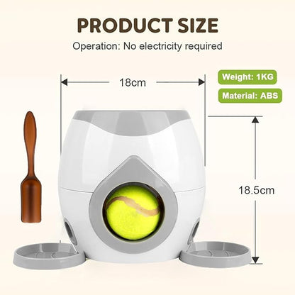 Dog Tennis Ball Food Reward Machine, Interactive Puzzle Toy with Slow Food Dispenser, Outdoor Training Toys Ball Launcher for Medium/Large Dogs, Exercise Mental Stimulation (Grey)
