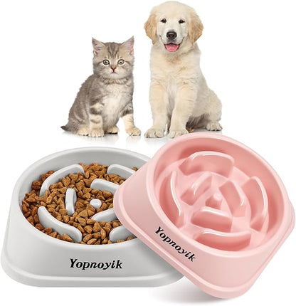 2 Pack Slow Feeder Dog Bowls for Healthy Eating, Non-Slip and Anti-Choking Design, Reduces Bloating & Overeating for Small Dogs, Easy to Clean