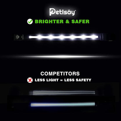 Super Bright LED Dog Collar - Fully Waterproof & Adjustable Glow Collar - USB-C Rechargeable for Night Walking, Safety - Flashing Lighted Collar for Dogs(White,Medium)