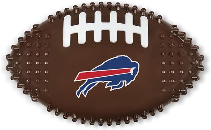 NFL Buffalo Bills Mega- Chew Hard Nylon Bacon-Flavored Dog Bone Football Chew Toy Interactive Tasty Fun Dog Chewy Toys Indestructible Strong Durable Tough Pet Biting Playtoy for Aggressive Chewers