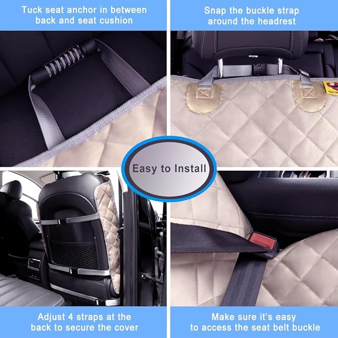 Bark Lover Deluxe Dog Seat Cover for Front Seat-More Durable Waterproof Front Seat Protector, High Heat Resistant and Nonslip Front Seat Cover for Dogs Kids, Universal Size (Beige MAT)