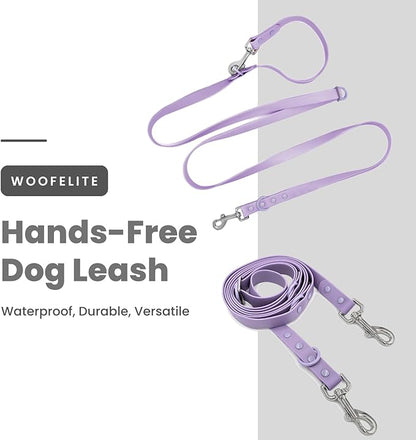 Hands-Free Waterproof Dog Leash, Adjustable Waist & Crossbody Dog Leash for Running, Walking & Hiking (Lilac, 7 FT)