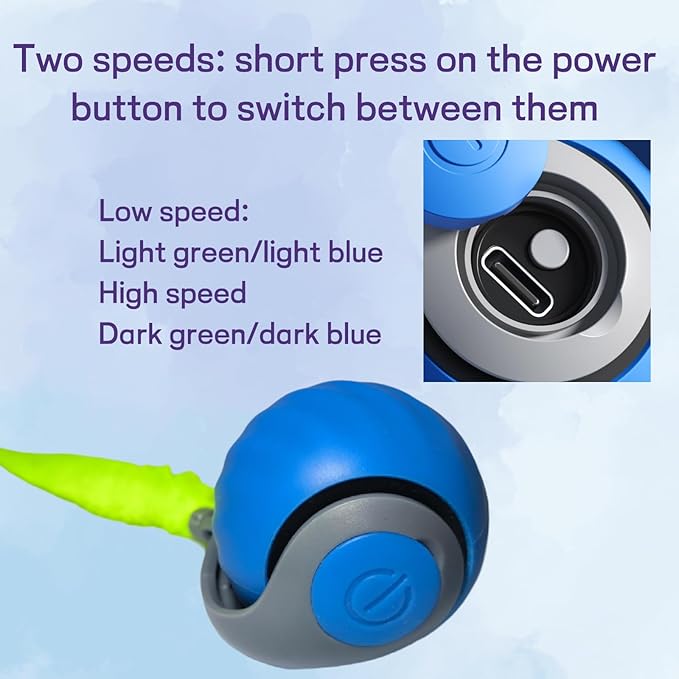 2026 Upgraded Self-Moving Cat Toy Ball with Tail (2-Pack) - Rechargeable Smart Interactive Kitten Toys, 2-Speed Modes, Bite-Resistant Indoor Exercise Toys for Bored Cats (Blue&Orange)