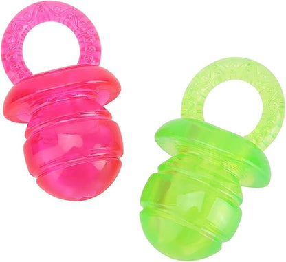 Puppy Pacifier for Small Dogs, 2 PCS Dog Pacifier, Pet Puppy Molar Chewing Training Toys Bite Resistant Rubber Clean Teeth Tools (Red Green) (2)