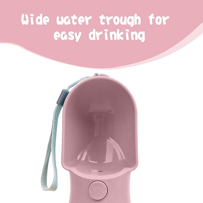 Dog Water Bottle with Food Container, Portable Pet Dispenser with Lock and Cleaning Brush,Dogs Stuff Water Bottle for Hiking,Travel (Pink)