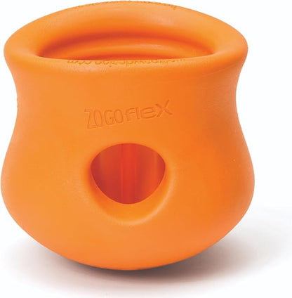 WEST PAW Zogoflex Toppl Interactive Treat Dispensing Puzzle Dog Toy for Mental Stimulation & Enrichment-Holds Kibble & Treats-Lickable, Freezable & Dishwasher Safe-Made in USA-Large-Tangerine