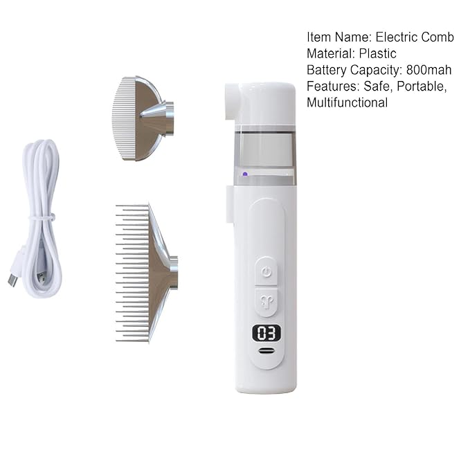 Electric Nit Comb, Electric Louse Comb Wireless Rechargeable, 2-in-1 Vacuum Nit Combs with Fine-toothed Design, Portable Flea Remover for Pets, Multifunctional Hair Treatment Tool
