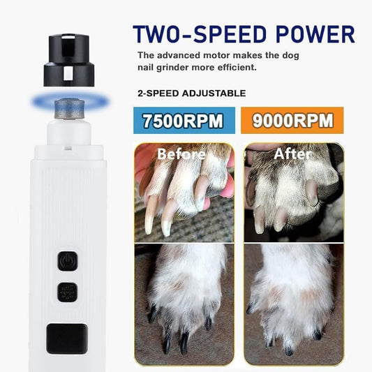 Dog Nail Grinder, Electric Pet Nail Grinder with 2 Speed Digital USB Rechargeable Dog Nail Trimmer Nail Claw Clippers with LED Lighting Quiet Paws Grooming for Large Medium Small Dogs Pet - Image 2