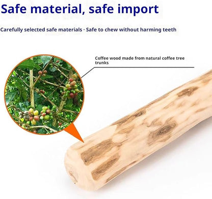 Natural coffee wood, Large Dog Chew Toy Set（1Throwing and chewing on the rope knot toy+1Coffee wood chewing stick）. Sturdy and Durable, Fun and Healthy, It Is the Ideal Toy Exclusively for Dogs