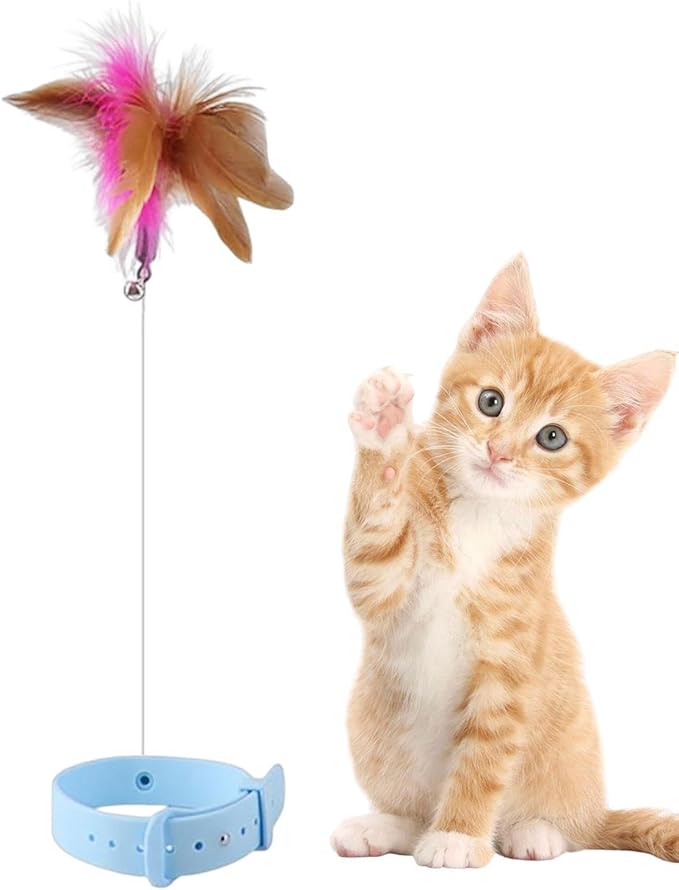 Interactive Wand Toy - Cat Teaser Plaything, Suction Cup Feather Wire Teaser | Flexible Cat Wand with Colorful Feathers for Active Kitten | Steel Wire Cat Toy for Exercising and Chasing Fun