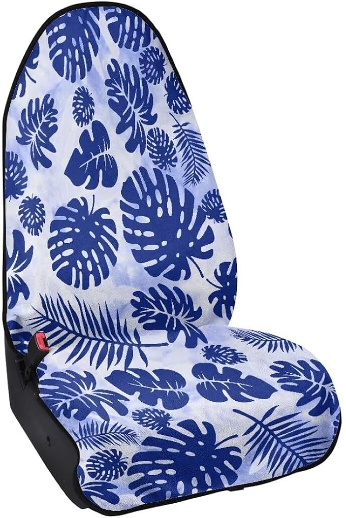 Coldinair Tropical Leaf Towel Car Seat Cover for Men,Sweat Car Seat Protector After Workout,Gym,Swimming,Anti-Slip Universal Car Seat Covers for Truck,Van,SUV,Blue