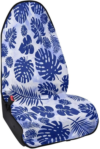 Coldinair Tropical Leaf Towel Car Seat Cover for Men,Sweat Car Seat Protector After Workout,Gym,Swimming,Anti-Slip Universal Car Seat Covers for Truck,Van,SUV,Blue